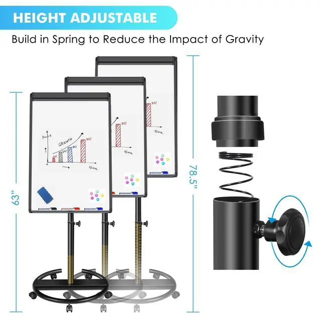 Alt view image 2 of 7 - Mobile Dry Erase Board 40x28 inches Magnetic Portable Whiteboard Stand Easel White Board Flipchart Easel Board with 25 Sheets Paper Pad