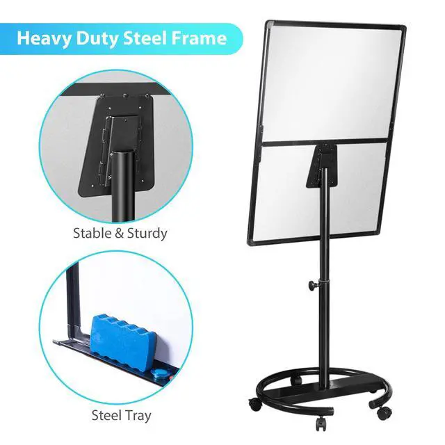 Alt view image 3 of 7 - Mobile Dry Erase Board 40x28 inches Magnetic Portable Whiteboard Stand Easel White Board Flipchart Easel Board with 25 Sheets Paper Pad
