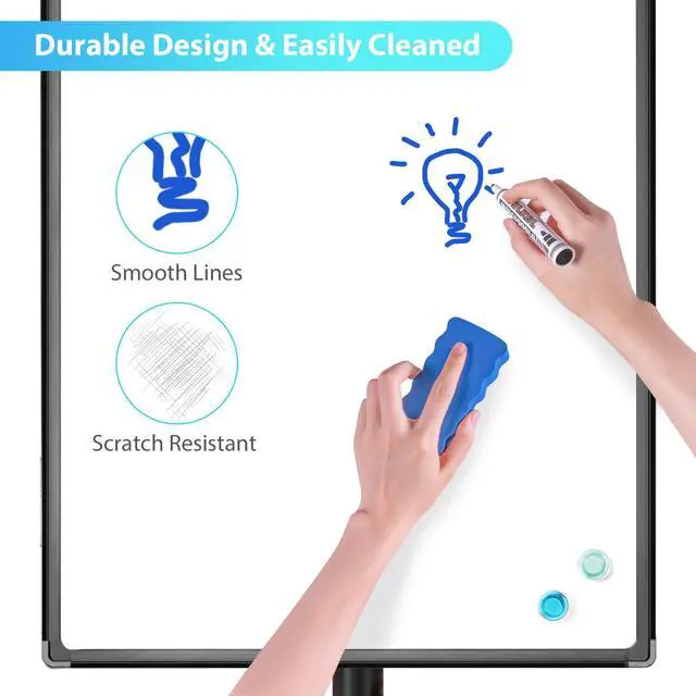 Alt view image 5 of 7 - Mobile Dry Erase Board 40x28 inches Magnetic Portable Whiteboard Stand Easel White Board Flipchart Easel Board with 25 Sheets Paper Pad