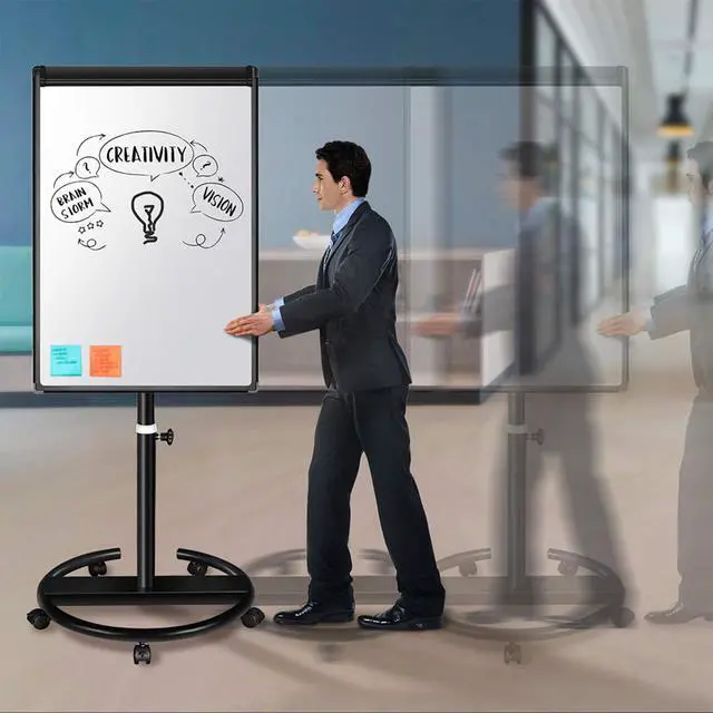 Alt view image 7 of 7 - Mobile Dry Erase Board 40x28 inches Magnetic Portable Whiteboard Stand Easel White Board Flipchart Easel Board with 25 Sheets Paper Pad