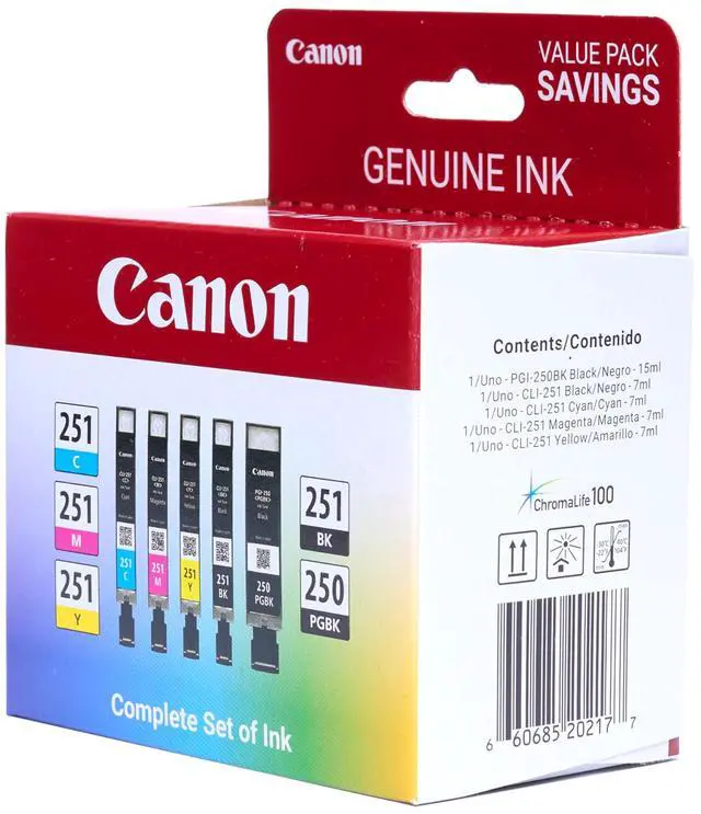 Alt view image 2 of 7 - PGI-250/ CLI-251 5 Color Amazon Pack,(Pack of 2)