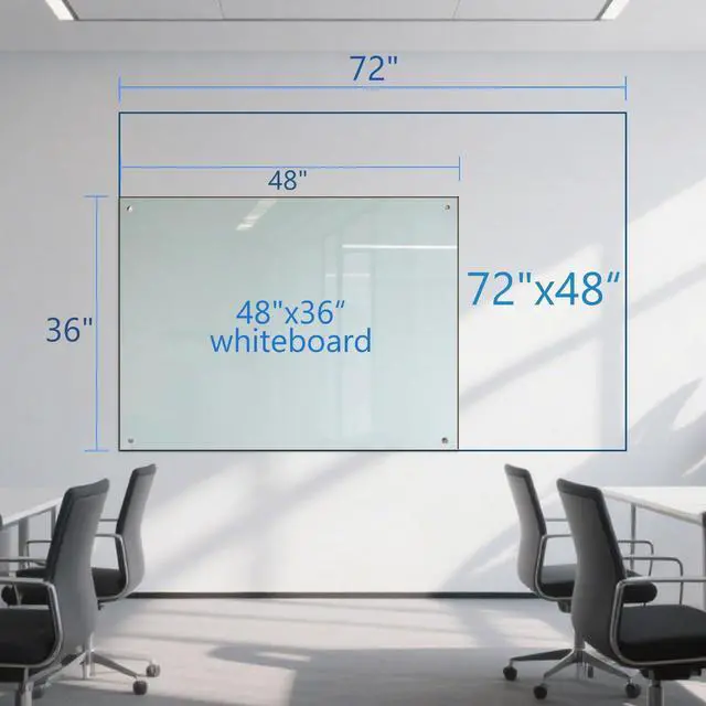 Alt view image 7 of 7 - Large Glass Dry Erase Board - 72"x 48" Frameless White Board with Super Strong Magnets, Glass Whiteboard for Office School Home, Wall Mounted