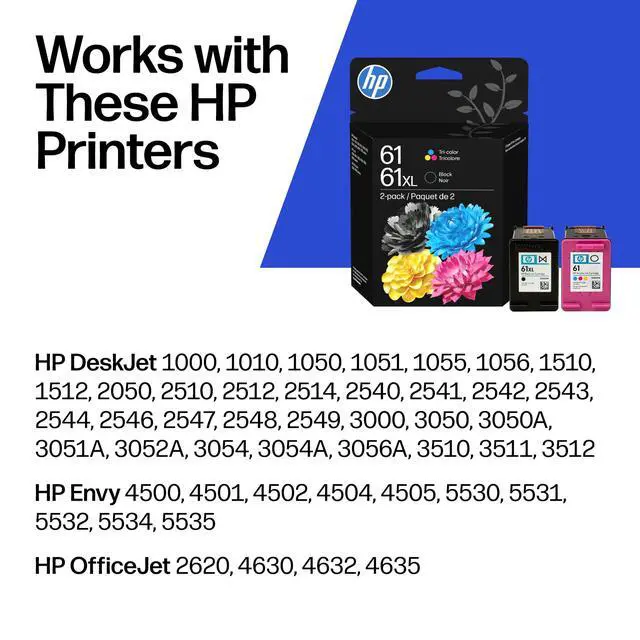 Alt view image 2 of 7 - Original 61XL Black HighYield / 61 Tri-Color | Works OfficeJet 2620, 2621, 4630, 4632, 4635, Deskjet 2050 All-in-One Series (C0PA6AN)