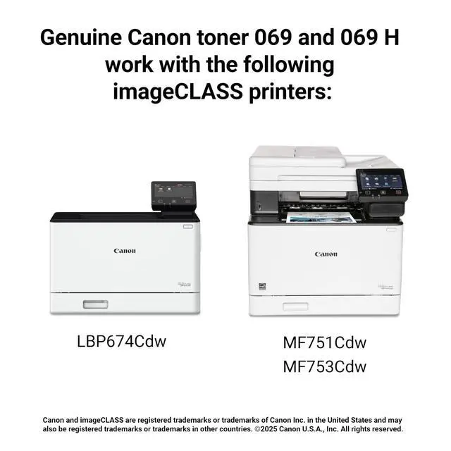 Alt view image 6 of 6 - Genuine 069 Cyan Toner Cartridge Compatible with MF753Cdw, MF751Cdw, LBP674Cdw