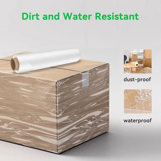 Alt view image 4 of 7 - 18in Stretch Wrap Roll, Heavy Duty 3000ft Shrink Wrap, Pallet Wrap 4 Pack | Industrial Strength, 80 Gauge, Clear Stretch Film, Self-Adhesive Cling, Plastic Wrap for Furniture Wrapping Shipping Moving