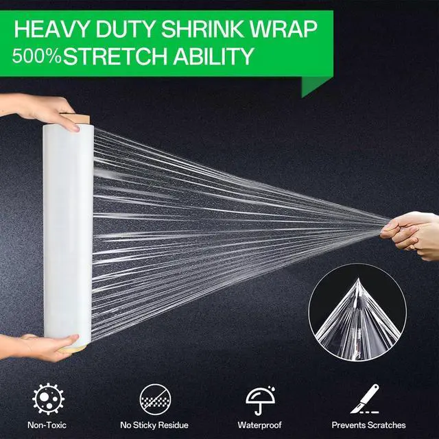 Alt view image 5 of 7 - 18in Stretch Wrap Roll, Heavy Duty 3000ft Shrink Wrap, Pallet Wrap 4 Pack | Industrial Strength, 80 Gauge, Clear Stretch Film, Self-Adhesive Cling, Plastic Wrap for Furniture Wrapping Shipping Moving