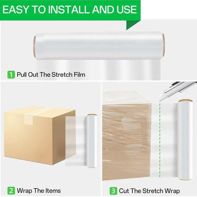 Alt view image 7 of 7 - 18in Stretch Wrap Roll, Heavy Duty 3000ft Shrink Wrap, Pallet Wrap 4 Pack | Industrial Strength, 80 Gauge, Clear Stretch Film, Self-Adhesive Cling, Plastic Wrap for Furniture Wrapping Shipping Moving