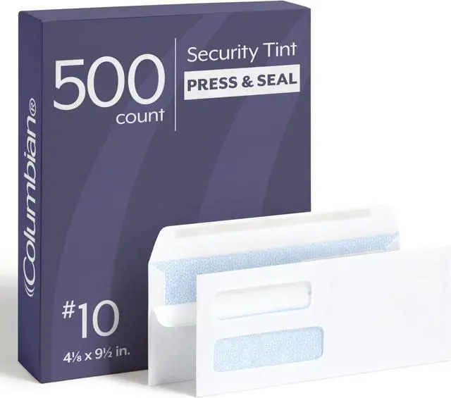 Main image of #10 Double-Window Self-Seal Security Envelopes, For Business Statements, Invoices, 4-1/8" x 9-1/2", White, 24-lb, 500 Per Box (COLO134) (Pack of 5)