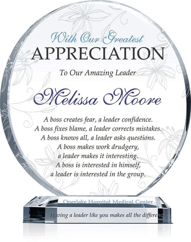 Main image of Personalized Boss Appreciation Gift Plaque for Man or Woman, ized with boss name, unique Boss Award for Him or Her on Retirement, Farewell, Birthday, Christmas, Boss Day (XL - 10")