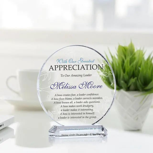 Alt view image 3 of 7 - Personalized Boss Appreciation Gift Plaque for Man or Woman, ized with boss name, unique Boss Award for Him or Her on Retirement, Farewell, Birthday, Christmas, Boss Day (XL - 10")