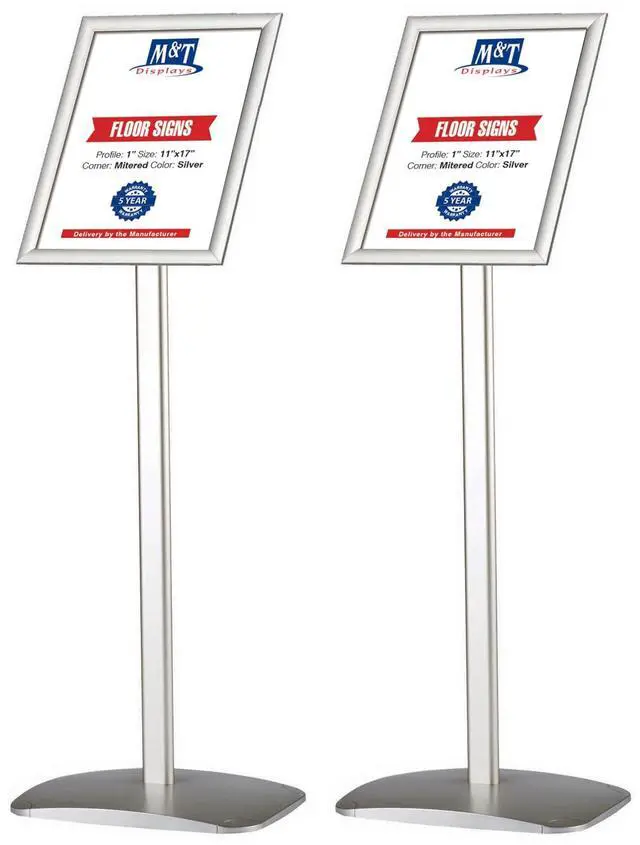 Main image of Advertising Restaurant Aluminum Sign Post, Silver A3 11x17 Inch Poster Size, Mitred Corner, Landscape and Portrait Use, Reusable and Durable Message Board, Free Standing (Silver - 2 Pack)