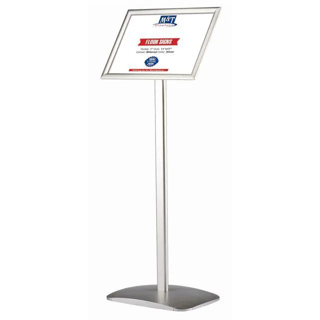Alt view image 2 of 7 - Advertising Restaurant Aluminum Sign Post, Silver A3 11x17 Inch Poster Size, Mitred Corner, Landscape and Portrait Use, Reusable and Durable Message Board, Free Standing (Silver - 2 Pack)