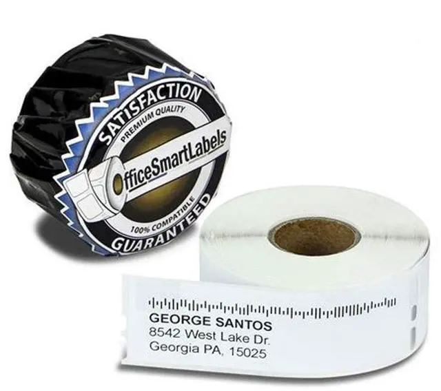 Main image of 1-1/8 x 3-1/2 inch Self-Adhesive White Labels | Compatible with 30572, 100 Rolls, 260 Labels Per Roll, Address Labels