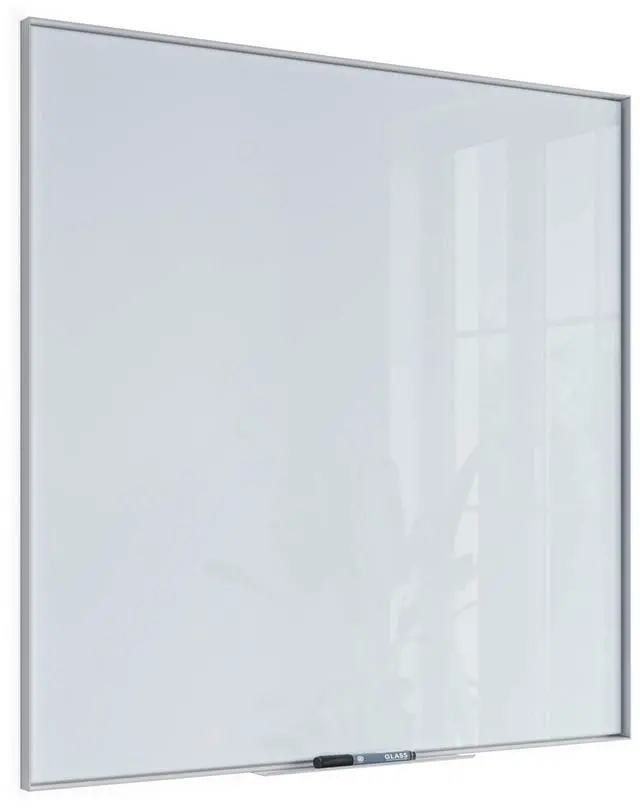 Main image of Glass Non-Magnetic Dry-Erase Board, 36" x 36" Inches, White Frosted Surface, White Aluminum Frame