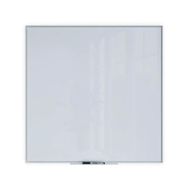 Alt view image 2 of 7 - Glass Non-Magnetic Dry-Erase Board, 36" x 36" Inches, White Frosted Surface, White Aluminum Frame