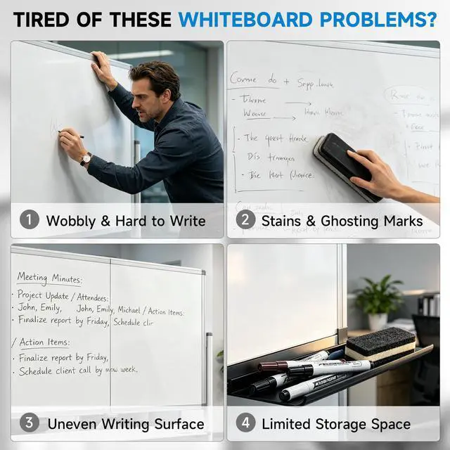 Alt view image 3 of 7 - Rolling Whiteboard 60"x48" Magnetic Dry Erase Board with Stand, Double Sided Mobile Whiteboard on Wheels, Non-Foldable Large Portable White Board for Office, Classroom & Home