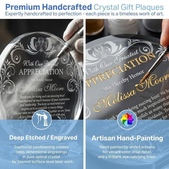 Alt view image 3 of 7 - Personalized Boss Appreciation Gift Plaque, ized with Boss' Name and Your Name and Appreciation Message, Unique Boss Day, Birthday, Christmas Gift for Boss, Manager, Supervisor (L - 8")