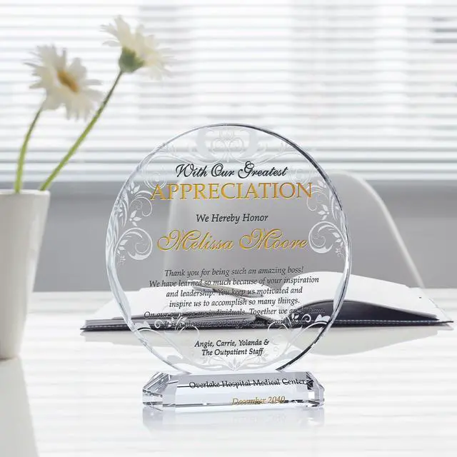 Alt view image 2 of 7 - Personalized Boss Appreciation Gift Plaque, ized with Boss' Name and Your Name and Appreciation Message, Unique Boss Day, Birthday, Christmas Gift for Boss, Manager, Supervisor (L - 8")
