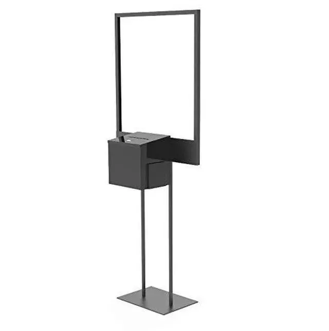 Alt view image 2 of 7 - ® Stand, Bulletin Poster Donation Ballot Collection w/Metal Box 11063+10918-NEW-BLACK