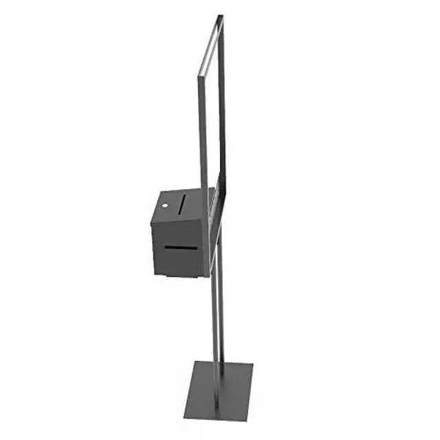Alt view image 6 of 7 - ® Stand, Bulletin Poster Donation Ballot Collection w/Metal Box 11063+10918-NEW-BLACK