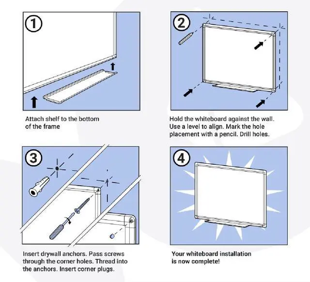 Alt view image 5 of 6 - Magnetic Blank Dry Erase Whiteboard Wall Mounted with Aluminum Frame & Marker Tray Easy Erase for Notes, Diagrams, & Sharing Information (48" x 36")