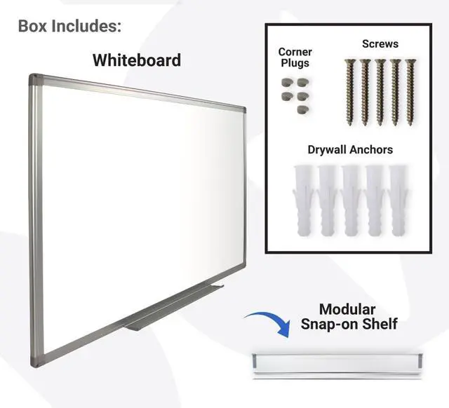 Alt view image 6 of 6 - Magnetic Blank Dry Erase Whiteboard Wall Mounted with Aluminum Frame & Marker Tray Easy Erase for Notes, Diagrams, & Sharing Information (48" x 36")