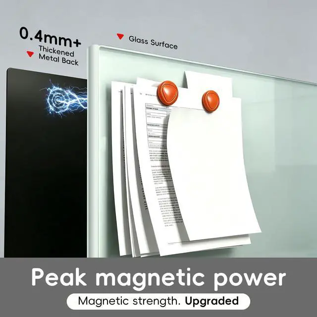Alt view image 2 of 7 - Magnetic Glass Dry Erase Board - 60'' x 36'' Whiteboard White Writing Board Nano-Coated Tempered Glass Marker for Wall Office School and Home