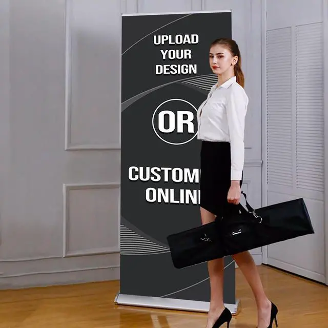 Alt view image 2 of 7 - Custom Retractable Banners and Signs Customize Retractable Banner Stand for Business Trade Show Display Advertising Stand Aluminum Alloy Water Drop Base 33 x 81 inch