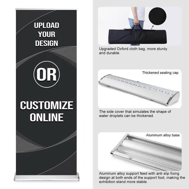 Alt view image 3 of 7 - Custom Retractable Banners and Signs Customize Retractable Banner Stand for Business Trade Show Display Advertising Stand Aluminum Alloy Water Drop Base 33 x 81 inch