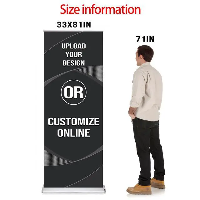 Alt view image 5 of 7 - Custom Retractable Banners and Signs Customize Retractable Banner Stand for Business Trade Show Display Advertising Stand Aluminum Alloy Water Drop Base 33 x 81 inch