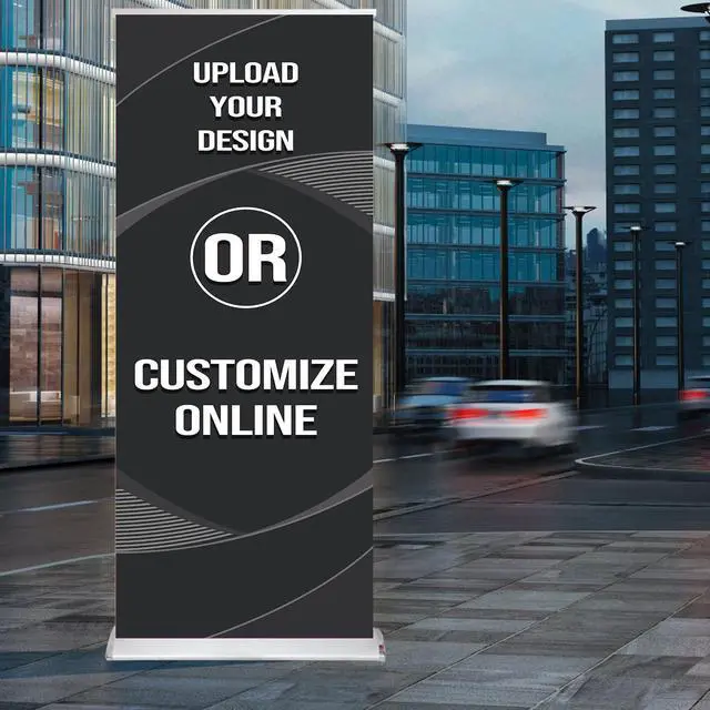 Alt view image 4 of 7 - Custom Retractable Banners and Signs Customize Retractable Banner Stand for Business Trade Show Display Advertising Stand Aluminum Alloy Water Drop Base 33 x 81 inch