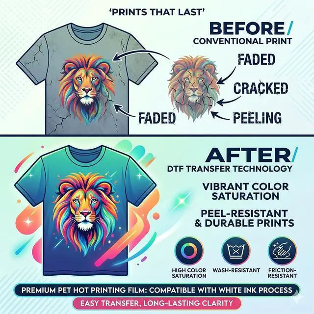 Alt view image 6 of 7 - Premium DTF Transfer Film | 24"x164ft PET White Ink Hot Printing Film | Perfect for DTF Powder Shake Machines (24"x 164ft)