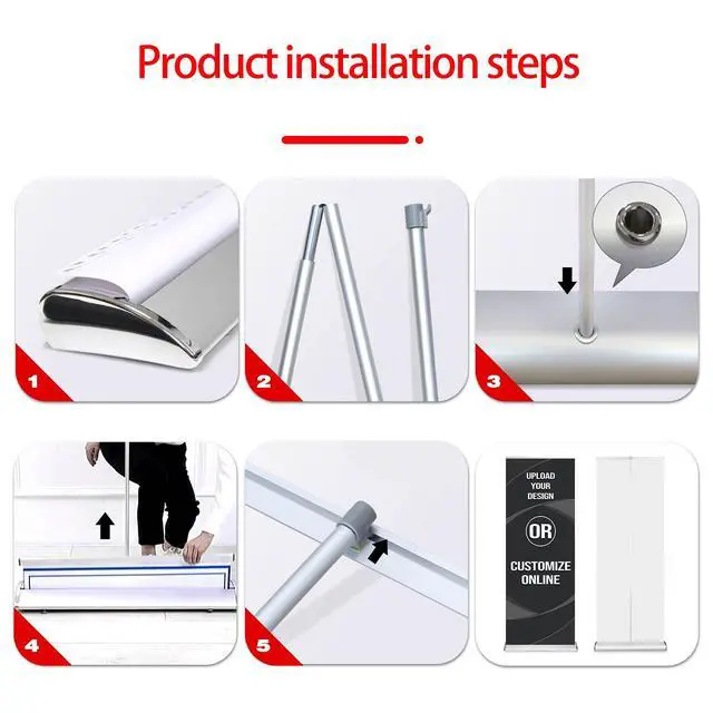 Alt view image 6 of 7 - Custom Retractable Banners and Signs Customize Retractable Banner Stand for Business Trade Show Display Advertising Stand Aluminum Alloy Water Drop Base 33 x 81 inch