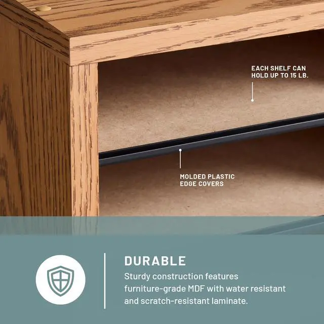 Alt view image 4 of 7 - Literature Organizer, 36 Compartments, Office and Classroom Mailbox with Adjustable Shelves, Wood Paper and Mail Sorter, Medium Oak