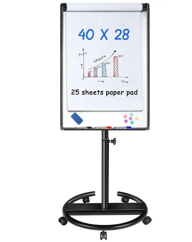 Main image of Mobile Dry Erase Board 40x28 inches Magnetic Portable Whiteboard Stand Easel White Board Flipchart Easel Board with 25 Sheets Paper Pad