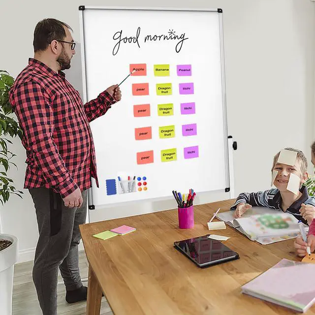 Alt view image 7 of 7 - Rolling Whiteboard on Wheels, Double-Sided Magnetic Dry Erase Board with Stand, Mobile White Board for Office, Classroom, Home (32" x 48")