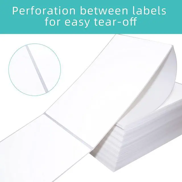 Alt view image 3 of 7 - Fanfold 4x6 Direct Thermal Shipping Labels - White Mailing Postage Paper for Thermal Printer - Permanent Adhesive, Perforated, 8 Stacks, 8000 Labels
