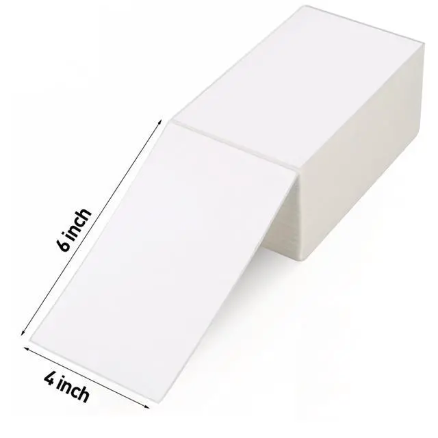 Alt view image 2 of 7 - Fanfold 4x6 Direct Thermal Shipping Labels - White Mailing Postage Paper for Thermal Printer - Permanent Adhesive, Perforated, 8 Stacks, 8000 Labels