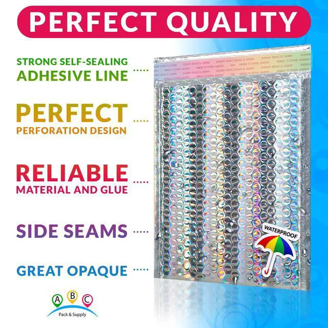 Alt view image 3 of 7 - Metallic Bubble Mailers, Silver 8.5 x 11 Inch Self Seal Padded Envelopes, Pack of 250 Bubble Packaging Envelopes for Shipping and Mailing