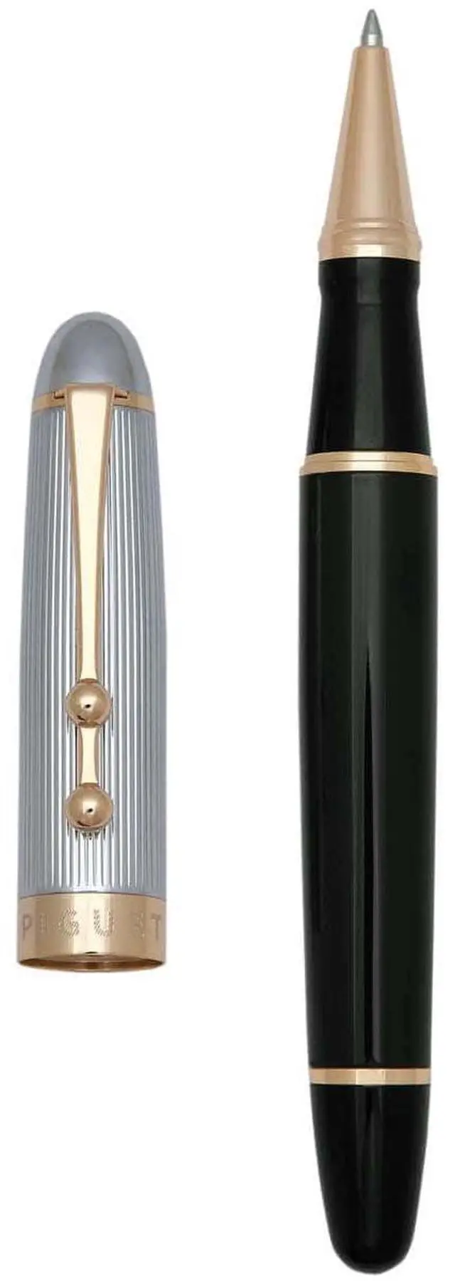 Alt view image 4 of 5 - Piguet Genève Luxury and Ergonomic Fountain & Rollerball Pen Sigma Series Medium Nib, Gold Trim, Blue Ink Gift Boxed with Universal Refill and Converter (Rollerball Pen, Deluxe)