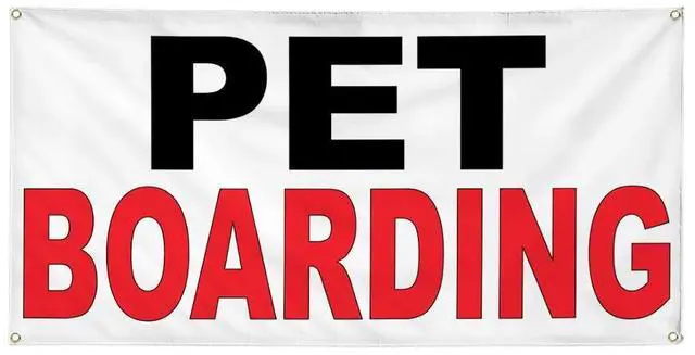 Main image of Vinyl Banner Multiple Sizes Pet Boarding Black Red Business Outdoor Weatherproof Industrial Yard Signs 10 Grommets 60x144Inches
