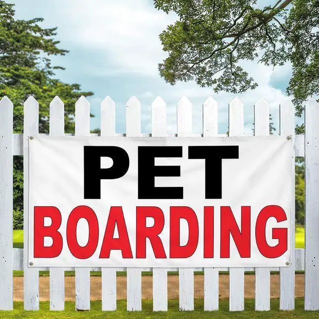 Alt view image 5 of 6 - Vinyl Banner Multiple Sizes Pet Boarding Black Red Business Outdoor Weatherproof Industrial Yard Signs 10 Grommets 60x144Inches