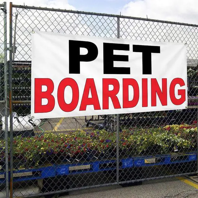 Alt view image 4 of 6 - Vinyl Banner Multiple Sizes Pet Boarding Black Red Business Outdoor Weatherproof Industrial Yard Signs 10 Grommets 60x144Inches