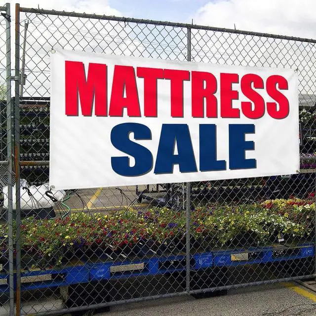 Alt view image 4 of 7 - Vinyl Banner Multiple Sizes Mattress Sale Business A Business Outdoor Weatherproof Industrial Yard Signs White 10 Grommets 60x144Inches