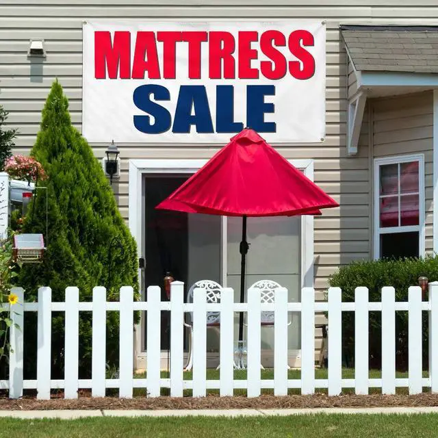 Alt view image 3 of 7 - Vinyl Banner Multiple Sizes Mattress Sale Business A Business Outdoor Weatherproof Industrial Yard Signs White 10 Grommets 60x144Inches