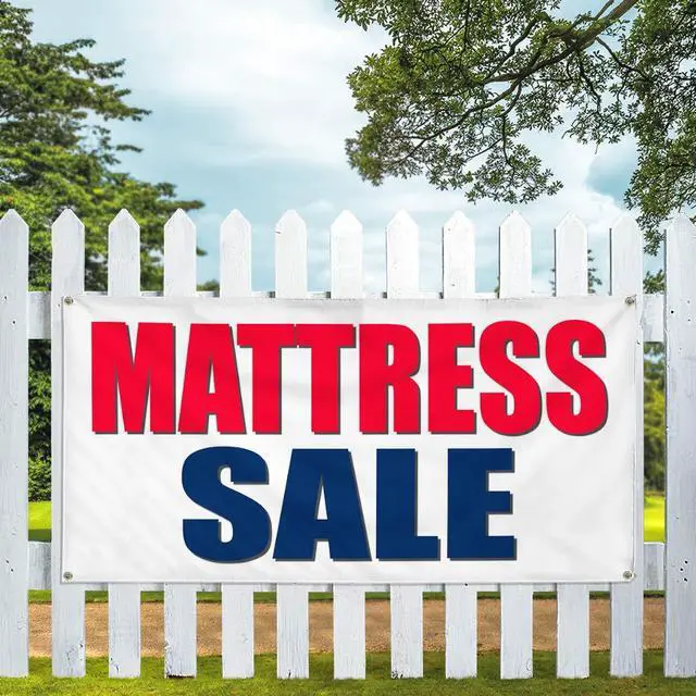 Alt view image 5 of 7 - Vinyl Banner Multiple Sizes Mattress Sale Business A Business Outdoor Weatherproof Industrial Yard Signs White 10 Grommets 60x144Inches