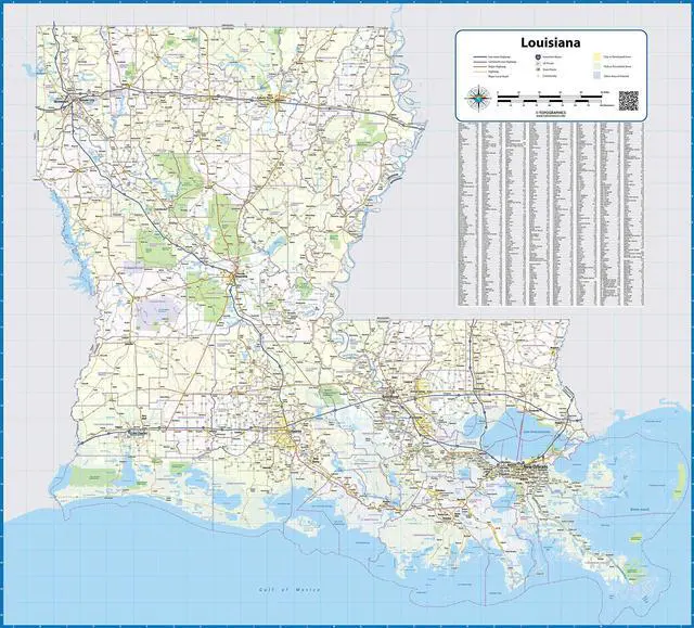 Main image of Louisiana Laminated Wall Map (48 Wide x 44 high)