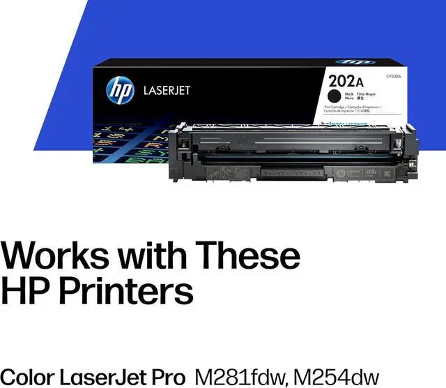 Alt view image 5 of 7 - 202A Black Toner Cartridge Printers | Works with Color LaserJet Pro M254; Color LaserJet Pro MFP M281 Series | CF500A (Pack of 2)