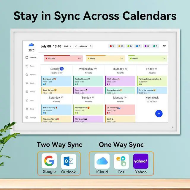 Alt view image 2 of 7 - Digital Calendar, 15.6" Smart Wall Touchscreen Interactive Display for Family Schedules, Chore Charts, Achievement Rewards Multi-Phone Two-Way Sync Wall Planner Digital Photo Frame