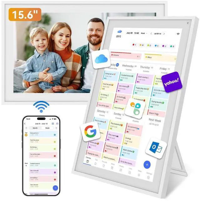 Main image of Digital Calendar, 15.6" Smart Wall Touchscreen Interactive Display for Family Schedules, Chore Charts, Achievement Rewards Multi-Phone Two-Way Sync Wall Planner Digital Photo Frame